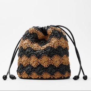 ZARA COMBINATION WOVEN BUCKET BAG